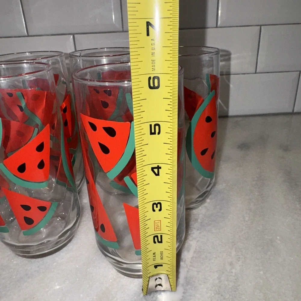 Vintage Libbey Retro Watermelon Glasses Set Of 6 Highball‎ Water 16oz GW006